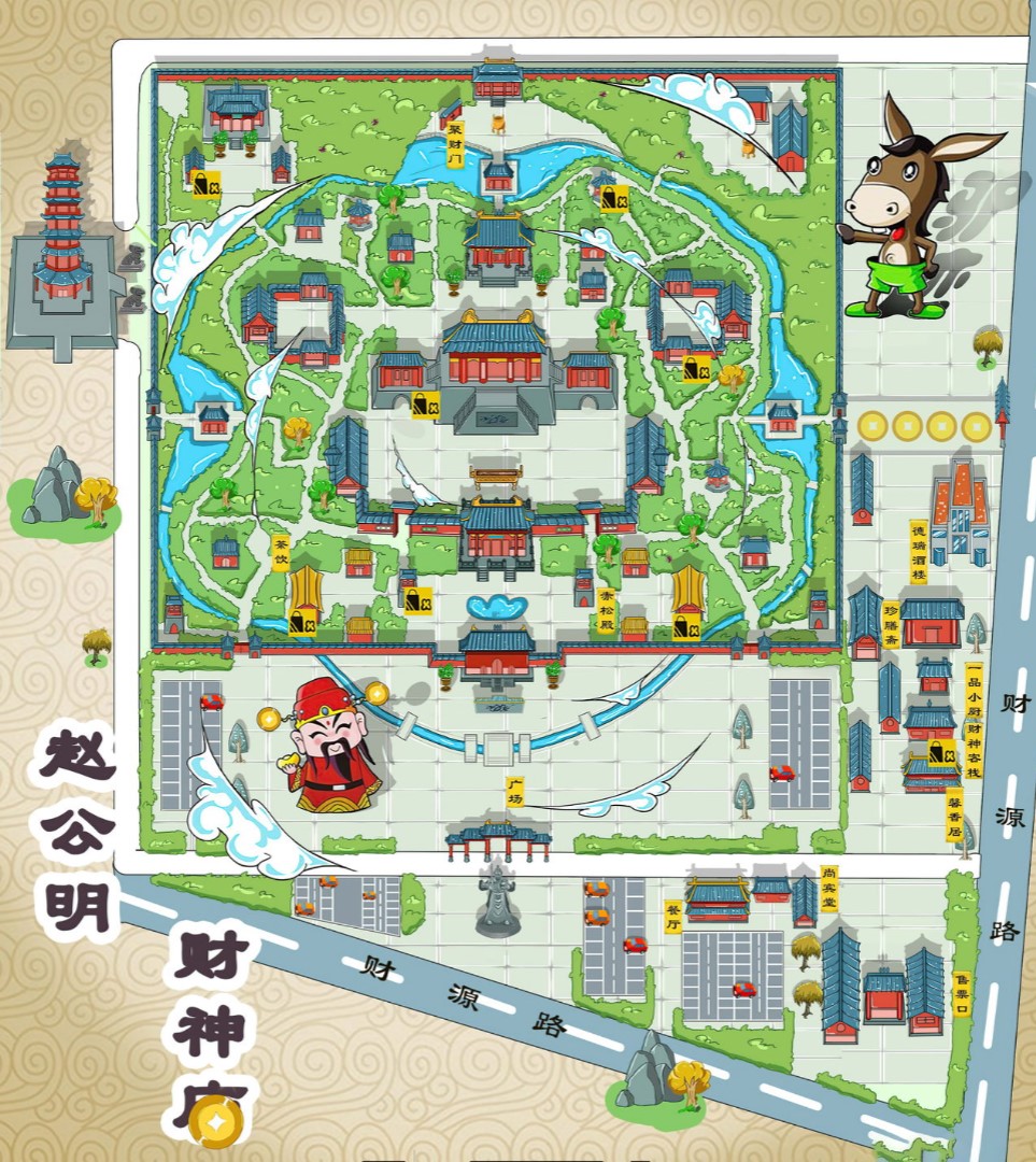扬州寺庙类手绘地图